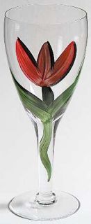 Kosta Boda Tulipa Multicolor Water Goblet   Painted Tulip,More Than 1 Color