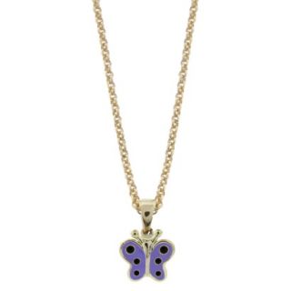 Lily Nily 18K Gold Overlay Enamel Butterfly Pendant   Lavender