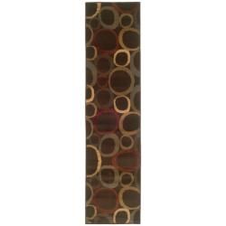 Indoor Brown Abstract Rug (110 X 76)