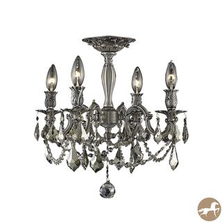 Christopher Knight Home Zurich 4 light Royal Cut Gold Crystal And Pewter Flush Mount (Crystal and AluminumFinish PewterNumber of lights Four (4)Requires four (4) 60 watt max bulb (not included)Bulb type E12, 110 Volt 125 VoltDimensions 17 inches long 