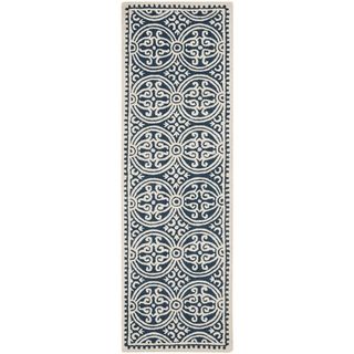 Safavieh Handmade Moroccan Cambridge Navy Blue/ Ivory Wool Rug (26 X 18)
