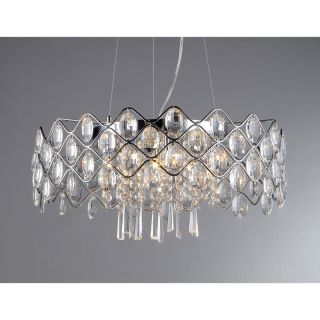 Persephone Chrome And Crystal 10 light Chandelier (Metal and crystalSwitch HardwiredNumber of lights Ten (10) Requires ten (10) 20 watt light bulbs (not included) Dimensions 22 inches wide x 19 inches deep x 44 inches high This fixture does need to be 
