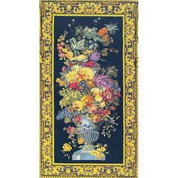Urn With Fruit European Tapestry Wall Hanging (Black, multicolored Materials 80 percent cotton, 20 percent viscosePattern FloralLined Lined with heavy weight poly/cotton with rod pocketRods and finials are not includedDimensions 67 inches high x 38 in