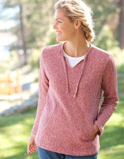 Heathered Fleece Pullover, Berry, X Large