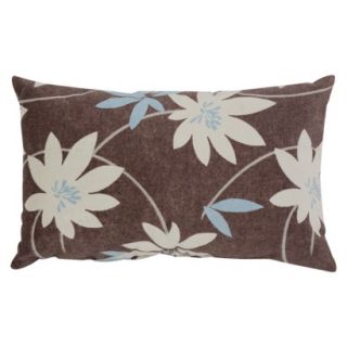 Flocked Floral Rectangle Toss Pillow   Brown/Blue (11.5x18.5)