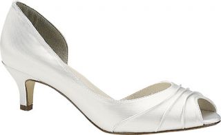 Womens Touch Ups Abby   White Satin Low Heel Shoes