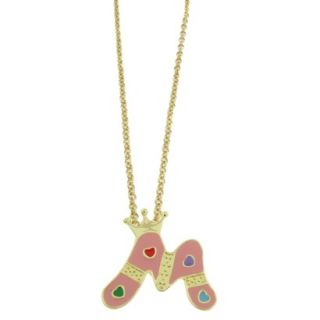 Lily Nily 18k Gold Overlay Enamel Initial Pendant M   Pink