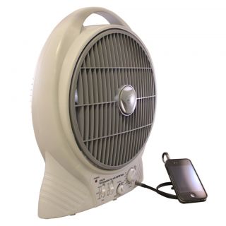 Gama Sonic GS27R Fan, 10 Rechargeable w/AM/FM Radio amp;  Input Gray
