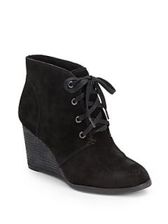 Swayze Distressed Suede Wedge Ankle Boots   Black