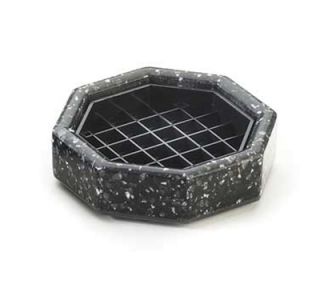 Cal Mil 4 in Octagon Stone Drip Tray w/ Removable Inner Tray, Black Ice