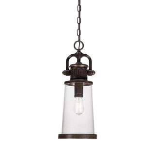 Steadman 1 light Imperial Bronze Outdoor Hanging Lantern (AluminumFinish Imperial bronzeNumber of lights One (1)Requires one (1) 100 watt A19 medium base bulbs (not included) Dimensions 21 inches high x 8.5 inches wideShade dimensions 8 x 12Weight 6 