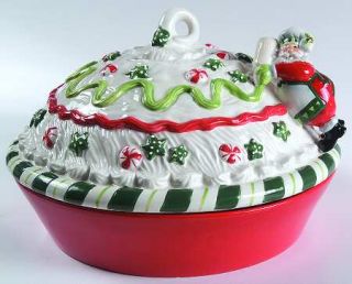 Fitz & Floyd SantaS Kitchen Pie Plate/Safe with Ceramic Lid, Fine China Dinnerw