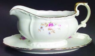 Edelstein Gacfield Gravy Boat with Attached Underplate, Fine China Dinnerware  