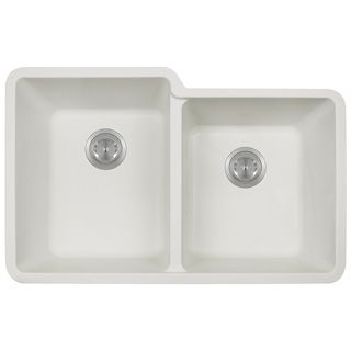 Polaris Sinks White Double Offset Bowl Kitchen Sink