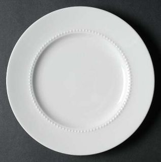 Crate & Barrel White Pearl Salad Plate, Fine China Dinnerware   Bone, White, Emb