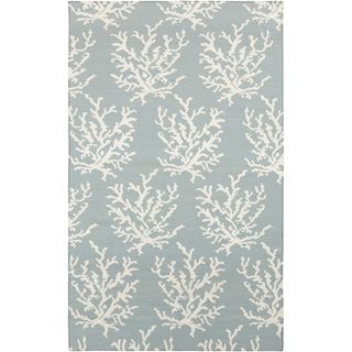 Handwoven Hornet Powder Blue Wool Rug (2 X 3)