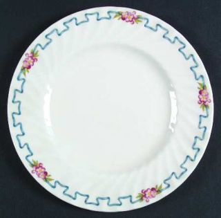Minton Ribbons & Blossoms Salad Plate, Fine China Dinnerware   Blue Ribbon, Pink