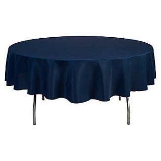 Navy Blue Round Polyester Tablecloth
