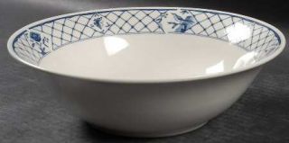 Sango Dynasty 9 Round Vegetable Bowl, Fine China Dinnerware   Blue Lattice/Flor
