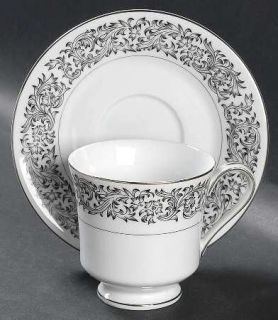 Society (Japan) Elegance Footed Cup & Saucer Set, Fine China Dinnerware   Black
