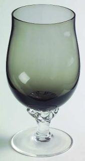 Sasaki Coronation Smoke Juice Glass   Smoke Gray Bowl, Clear Twisted Stem