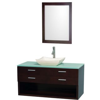 Wyndham Collection Andrea 48 inch Espresso/ Green Top/ Ivory Sink Vanity Set
