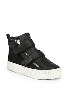 Ash Jump Leather Platform Sneakers   Black