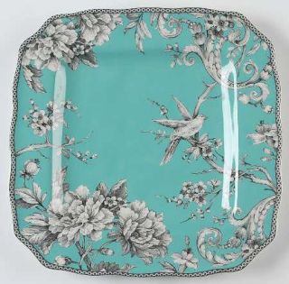222 Fifth (PTS) Adelaide Turquoise Square Dinner Plate, Fine China Dinnerware  