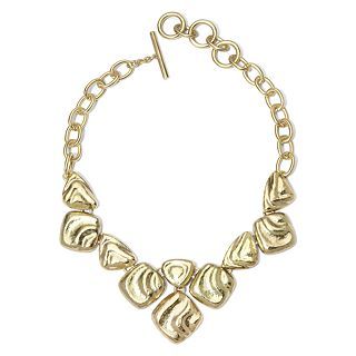 Liz Claiborne Gold Tone Wavy Toggle Collar Necklace, Gold