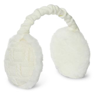 Cable Knit Earmuffs, Ivory, Womens