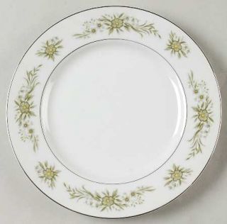 Premiere Sweet Hearts Salad Plate, Fine China Dinnerware   Green Flowers W/Yello