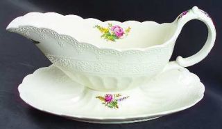 Spode Heath & Rose (Jewel) Gravy Boat with Attached Underplate, Fine China Dinne