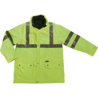 Ergodyne GloWear Class 3 4 in 1 High Visibility Jacket   Lime, XL, Model# 8385