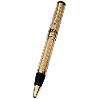 Xezo Tribune 18 karat Gold Layered, Diamond cut Limited edition Ballpoint Pen (BlackRefillable YesPoint Size MediumSet includes Leather case, gift box, certificate, one (1) extra ball pen refillModel Tribune Gold B MediumSet includes Leather case, gi