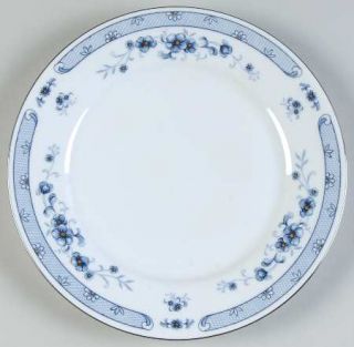 Sango Valencia Salad Plate, Fine China Dinnerware   Blue Grid, Blue Flowers, Pla
