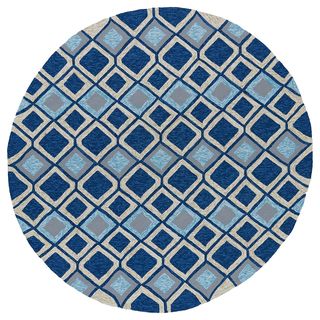Fiesta Moroccan Round Blue Indoor/ Outdoor Rug (79)