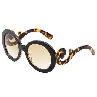 Prada Womens Pr 27ns Nai9s1 Havana Minimal baroque Round Sunglasses