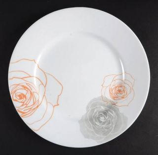 Corning Soleil Rose Dinner Plate, Fine China Dinnerware   Lifestyles,Orange&Gray