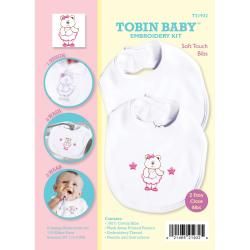 Tobin Baby Bear Soft Touch Bibs Embroidery Kit set Of 2