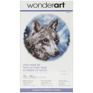 Wonderart Latch Hook Kit 18 Round  Snow Wolf (18in. Design Lone Wolf. Made in USA. )