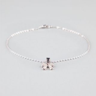 Rhinestone Bow Anklet Silver One Size For Women 220257140