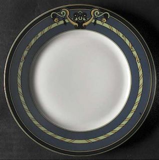 Ceralene Serenade Blue Salad Plate, Fine China Dinnerware   Blue&Yellow Rim,Gree