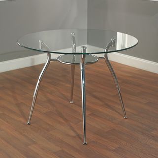 Tempered Glass Chrome Round Dining Table