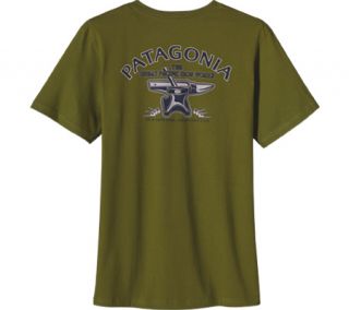 Mens Patagonia Anvil Logo T Shirt   Willow Herb Green Graphic T Shirts