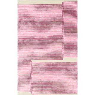 Nuloom Handmade Lines Purple Faux Silk / Wool Rug (76 X 96)