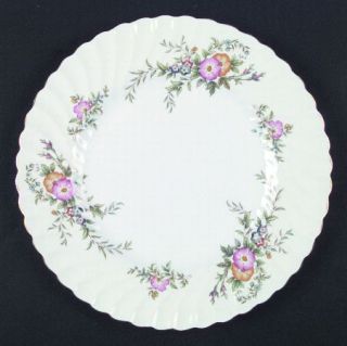 Minton York Dinner Plate, Fine China Dinnerware   Pink&Yellow Flowers,Swirled,Go