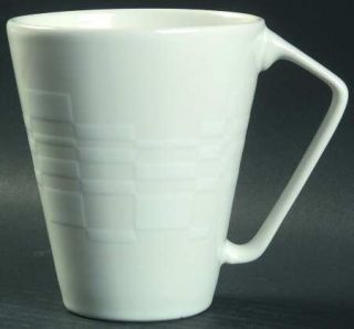 Kenneth Cole Reaction Checkered Past Mug, Fine China Dinnerware   All White,Chec