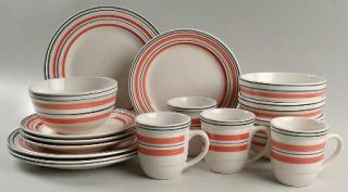 Gibson Designs Northport Red 16 Piece Set (4 DP, 4 SP,  4 Soup/Cereal, 4 Mug), F