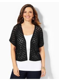 Catherines Plus Size Afternoon Refresh Shrug   Womens Size 1X, Black