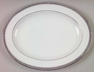 Royal Doulton Ravenswood 13 Oval Serving Platter, Fine China Dinnerware   Gray